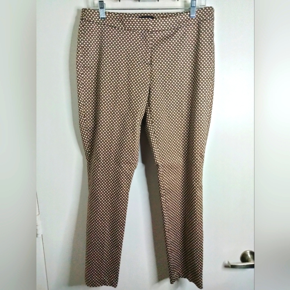 Adrienne Vittadini (Size 10) Multicolor Micro Diamond Monogram Ankle Crop Pants